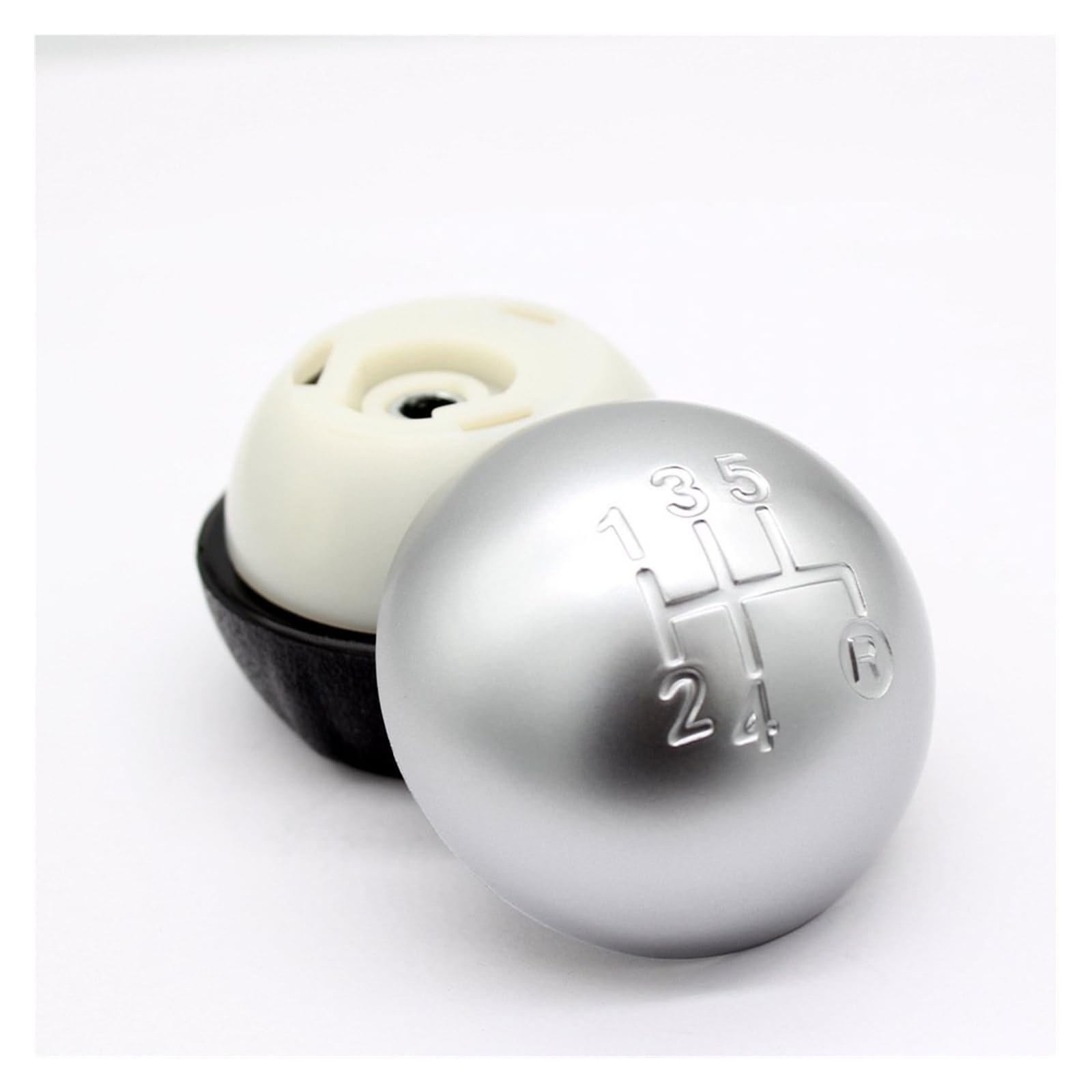 Smlzzc Silver 5 Speed Gear Stick Cover Head For Fiat 500 500C 2012 2013 Car Styling Black Silver 5 6 Speed Shift Knob Gear(Silver 5 Speed)