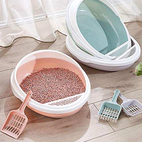 Caixa de vaso sanitário semi-fechada para gatos, redonda, antiampulheta, caixa de areia destacável a