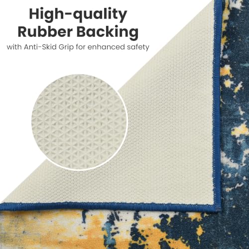 Image of FRESH FROM LOOM Luxury Anti Skid Carpet for Living Room, Hall & Bedroom | 100% Nylon Carpet | Anti Fade | Rubber Backing Grip | Quick Cleaning | Washable (Steel-Blue| Size:- 90x150 Cm or 3x5 Fts)