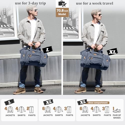 Image of Gonex Canvas Duffle Bag, Expandable 50L Travel Overnight Weekender Bag