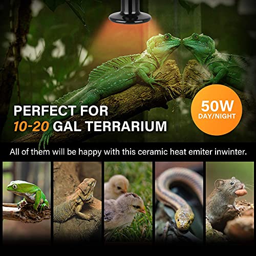 Simple Deluxe PTCLAMIN50DMLTSCTRLV2 50W Reptile Ceramic Heat Bulb No Light Emitting With 5.5 Inch 60W Dome Light Clamp Lamp Fixture And Digital Thermostat Controller thumb #15