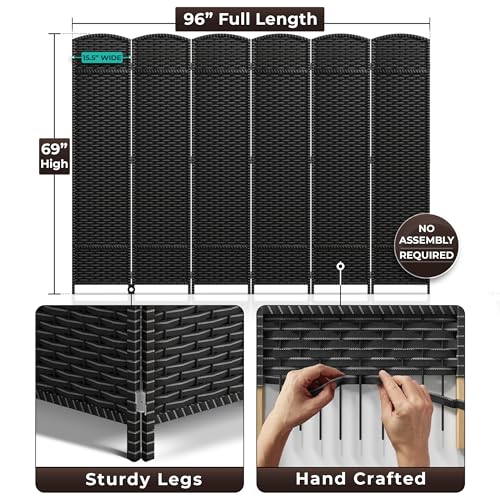 Sorbus-6-Panel-Room-Divider-6-ft-Tall-Privacy-Screen-Extra-Wide-Double-Hinged-Panels-Mesh-Hand-Woven-Design-Partition-Room-Dividers-and-Folding-Privacy-Screens-Wall-Divider-for-Room-Separation Sorbus 6 Panel Room Divider 6 ft Tall Privacy Screen Extra Wide Double Hinged Panels Mesh Hand Woven Design Partition Room Dividers and Folding Privacy Screens Wall Divider for Room Separation