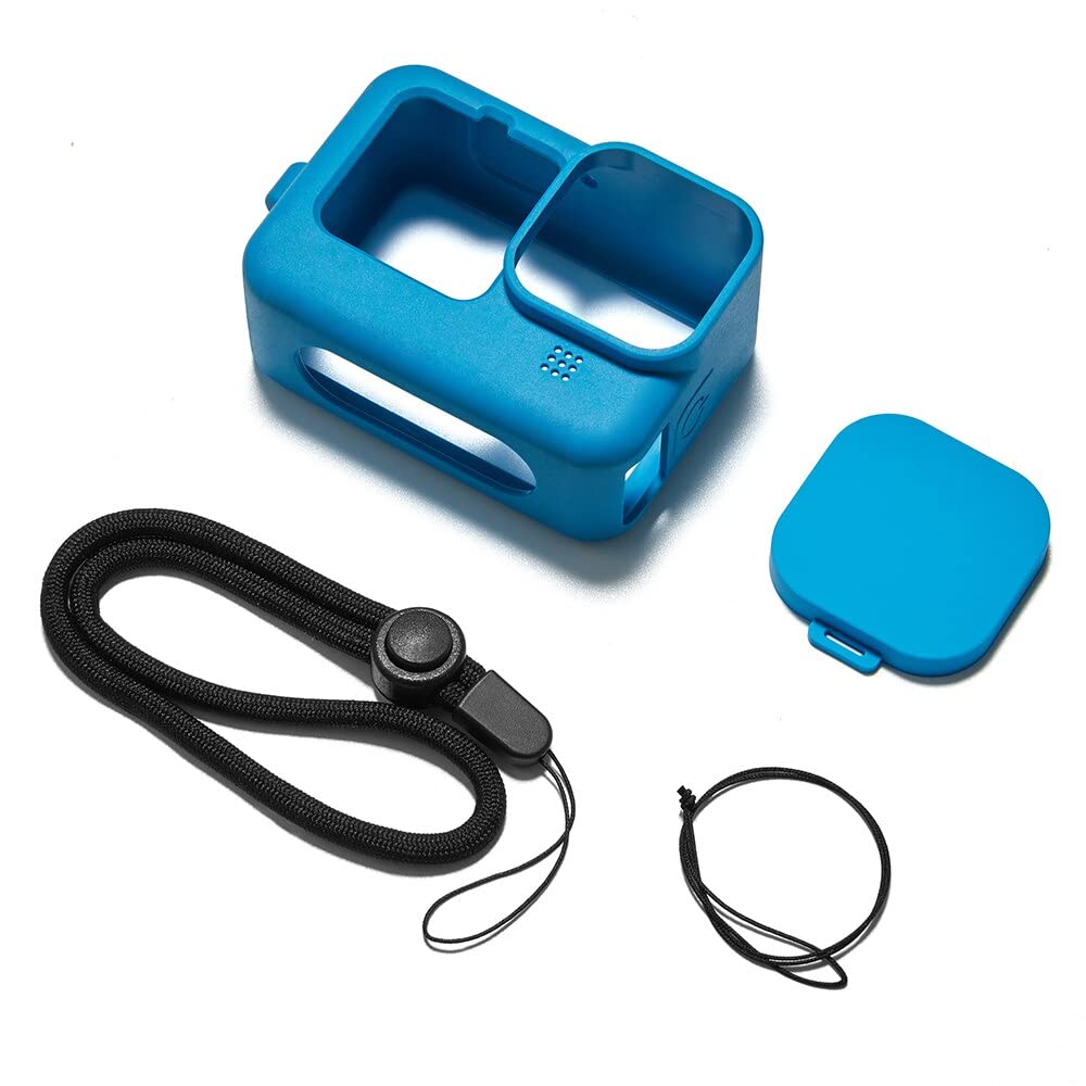 BKN Silicon Protective Housing Case for GoPro Hero 10 Hero 9 Black Sleeve Housing Frame with Lens Cover Accessories (Matt Blue)