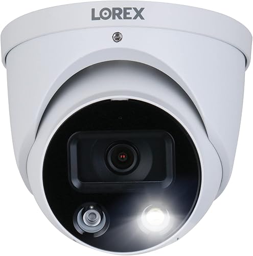 Lorex E893DD-E Cámara domo IP de disuasión inteligente 4K Ultra HD para interiores y exteriores con detección de movimiento inteligente Plus visión