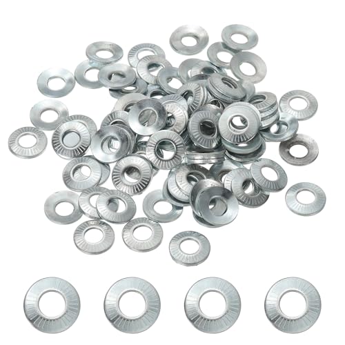 PATIKIL M6x14x1.2mm Flat Washers 100Pcs 65Mn Steel Belleville Spring Disc Washer Conical Knurled Metric Gasket for Automotive Industrial Construction (White Zinc Plating)