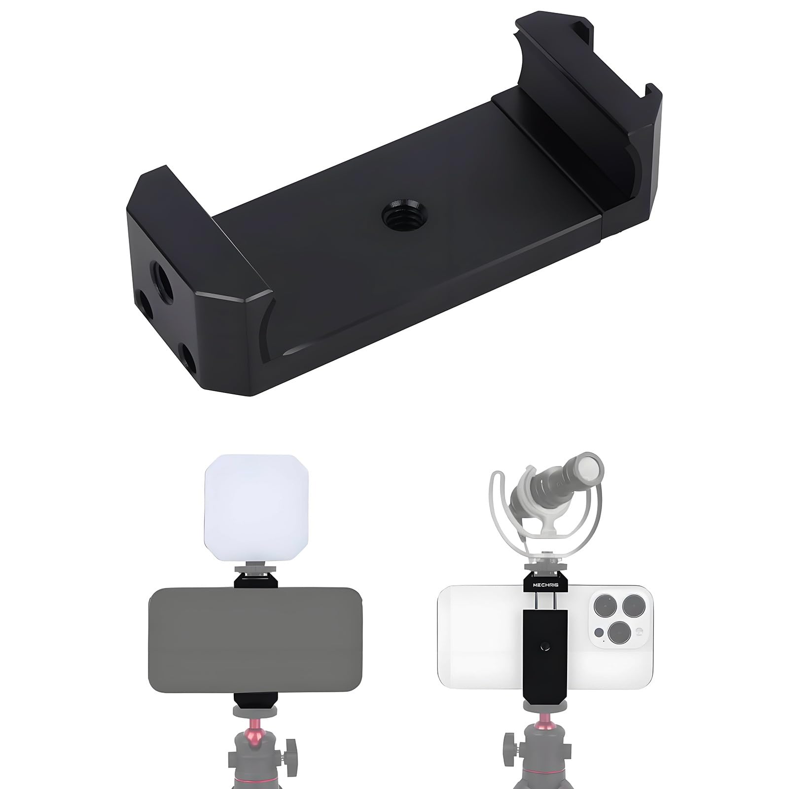 Aluminium Alloy Mobile Holder with Cold Shoe Mount | Metal Smartphone Mount with 1/4″ Screw | Mic & LED Light Holder for Vlogging, Video Recording & Streaming-image-32