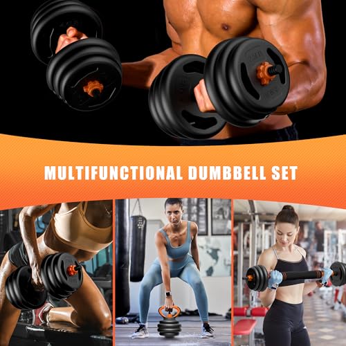 Adjustable Weight Dumbbell Set 45lbs Free Weights Set for Home Gym 3 in 1 Adjustable Barbell Weight Set Home Gym Equipment