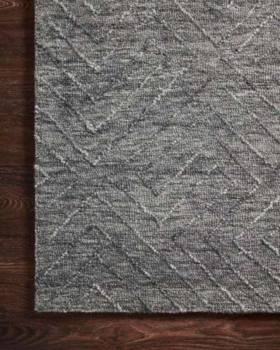 Image of Modern Pattern Wool Carpet with Loop Texture Yarn Anti Shedding Carpet Size 10x14 Feet B5 Dark Grey Color