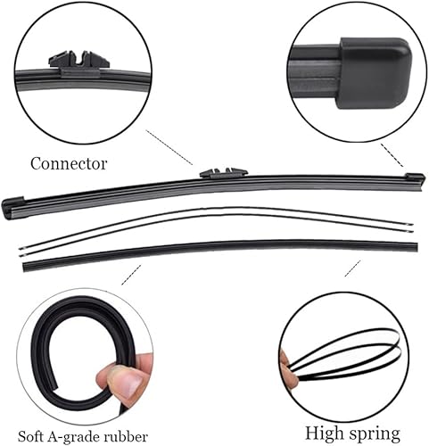 Miniatura 4 de Juego de limpiaparabrisas LHD delantero y trasero compatible con Volvo V40 2012-2019 limpiaparabrisas de 26 + 19 + 11 pulgadas