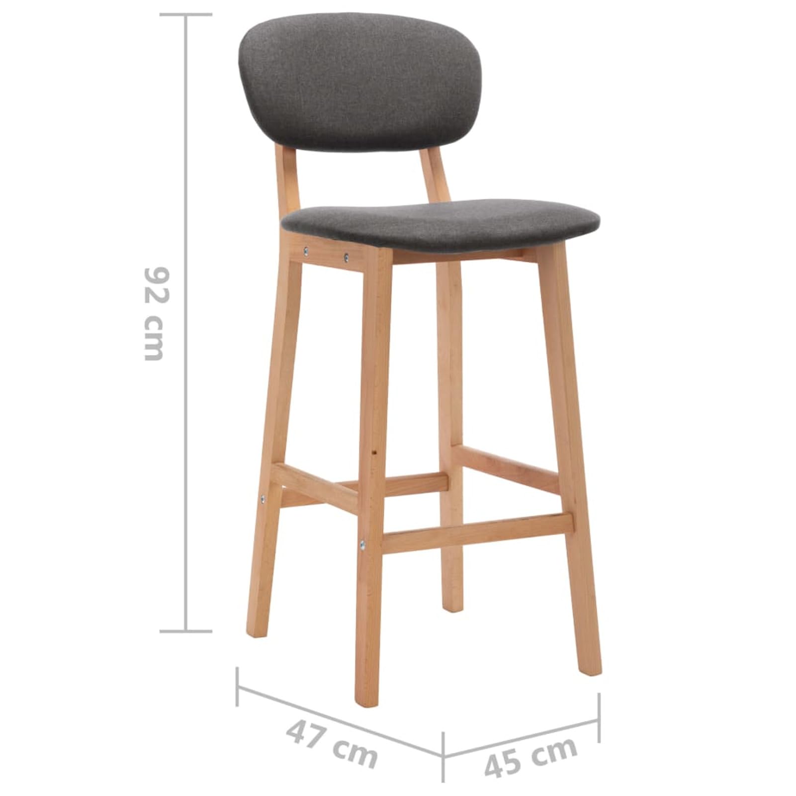 Homgoday Taburetes de bar, 2 unidades, gris oscuro, de tela, silla de oficina, silla de oficina, bar, silla de escritorio para salón o dormitorio