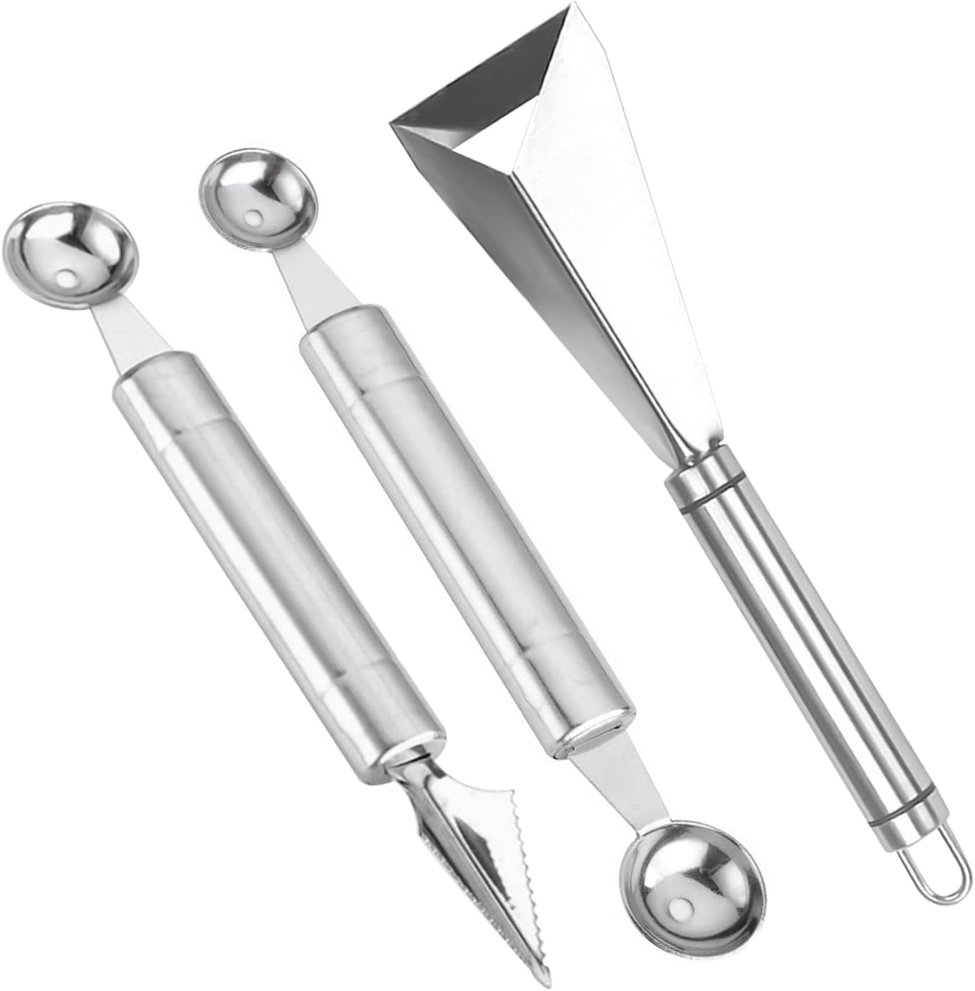 Fruit Carving Tools, Fruit Carving Knife Pack of 3, Stainless Steel Vegetable Carving Tools, Melon Baller Scoop DIY Carving Knives for Home Kitchen Fruit Carving Tools, Fruit Carving Knife Pack of 3, Stainless Steel Vegetable Carving Tools, Melon Baller Scoop DIY Carving Knives for Home Kitchen