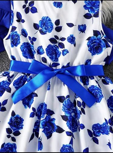 Image of ER Life Style Girls Floral Printed Frocks and Dresses (Magenta, Age 2-3 Years, Knee-Length, A-Line, Cotton)