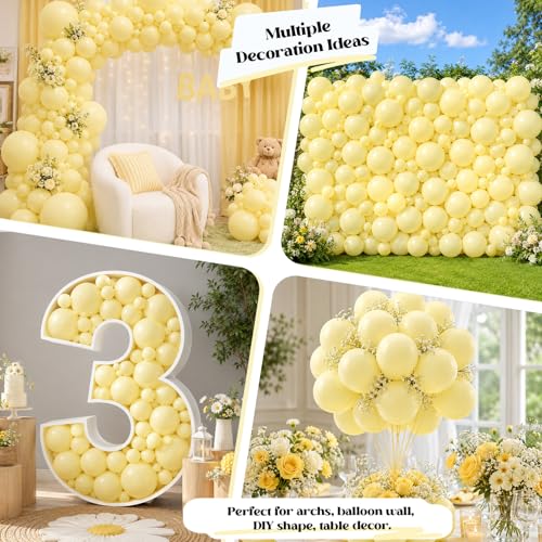Image of Togvu Pastel Yellow Balloons, 50Pack 5 Inch Small Mini Light Pale Yellow Latex Party Balloons for Birthday Wedding Baby Shower Sunflower Easter Party Decorations Supplies