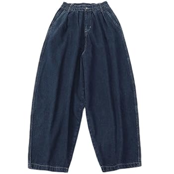 パンツ NOREMID RIGHT SUPPER BAGGY DENIM Navy Nutriangee Men's Baggy Wide Leg Jeans Streetwear Y2K Hip Hop