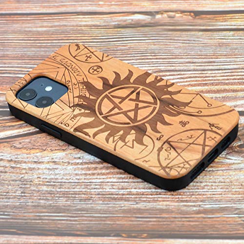 Cyd-W Wood Case For Iphone 11 [Hard Real Wood & Soft Tpu] Shockproof Hybrid Protective Cover Unique & Classy Wooden Case, Supernatural #TOP5