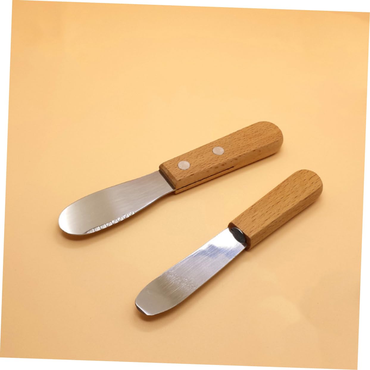Ciieeo 4Pcs Butter Scrapers Jam Cutlery with Wooden Handle Versatile Kitchen Supplies for Cheese and More