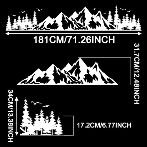 Image of TOMALL 1 Pair Fir Mountain Forest Vinyl Decals for Car Body Door Sides Universal Waterproof Tree Graphic Stickers Decoration for Travel Trailer Camper Vehicles SUV Truck Off-Road (Large-White)