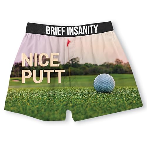 BRIEF INSANITY Soft Comfy Boxer Shorts for Men and Women | Smooth Golf Themed Graphic Print Underwear (Funny, Humorous)3