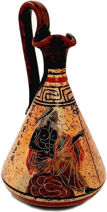 Handmade Greek Pottery Vases: Poseidon & Athena Amphora Set (13.5cm)
