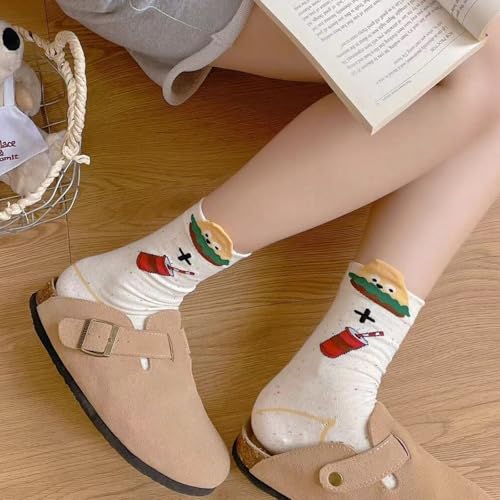 Image of Women's Crew Socks Cute Bear Cat Floral Soft Fancy Socks Gifts for Women