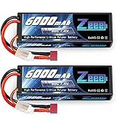Zeee 2S Lipo Battery 6000mAh 80C 7.4V Hardcase RC Battery with Deans Connector for 1/8 1/10 Scale...