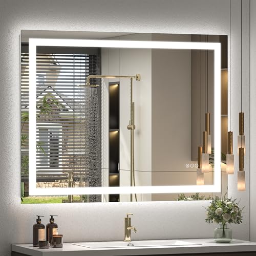 CHARMOR 40x30 Inch LED Bathroom Mirror for Wall, Lighted Bathroom Vanity Mirror with Lights, Dimmable, Anti-Fog, Shatter-Proof, ETL Listed (Front Lights + Backlit)