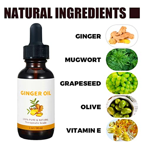 Ginger Essential Oil,Belly Drainage Ginger Oil,Natural Ginger Massage Oil For Lymphatic Drainage,Warming Tired Sore Muscle Massage Oil For Massage Therapy,Pure Ginger Oil Plant Aroma Oil- 30Ml #TOP3