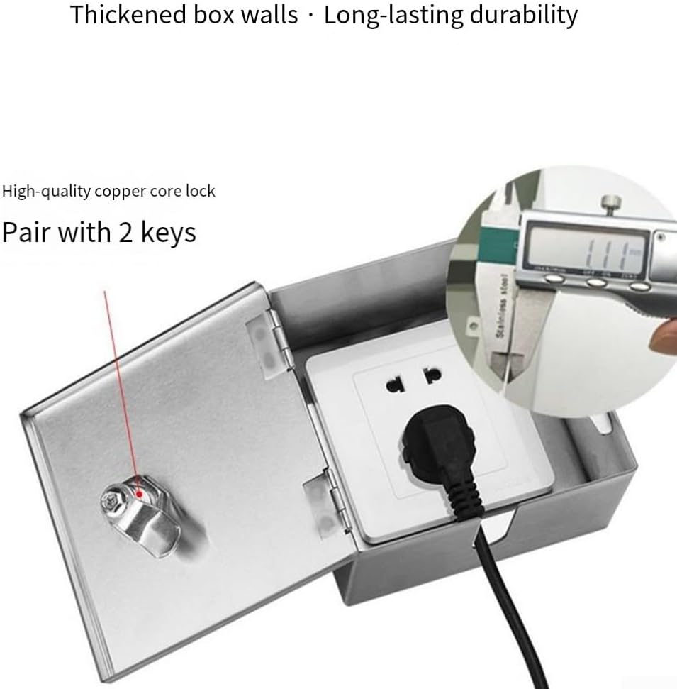 Steel Outdoor Box Lock with -Proof Weatherproof Socket – Waterproof Electrical Housing Gardens, Patios & Exterior Outlets