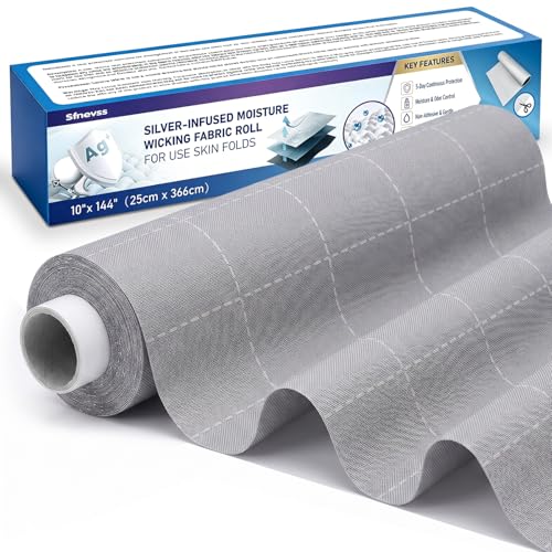 Moisture Wicking Fabric Roll with Silver Ions 10"x144", Breathable & Non-Adherent Wound Dressing, Skin Fold Protection Liner, Soft Medical Bandage for Wound Care Custom-Cut