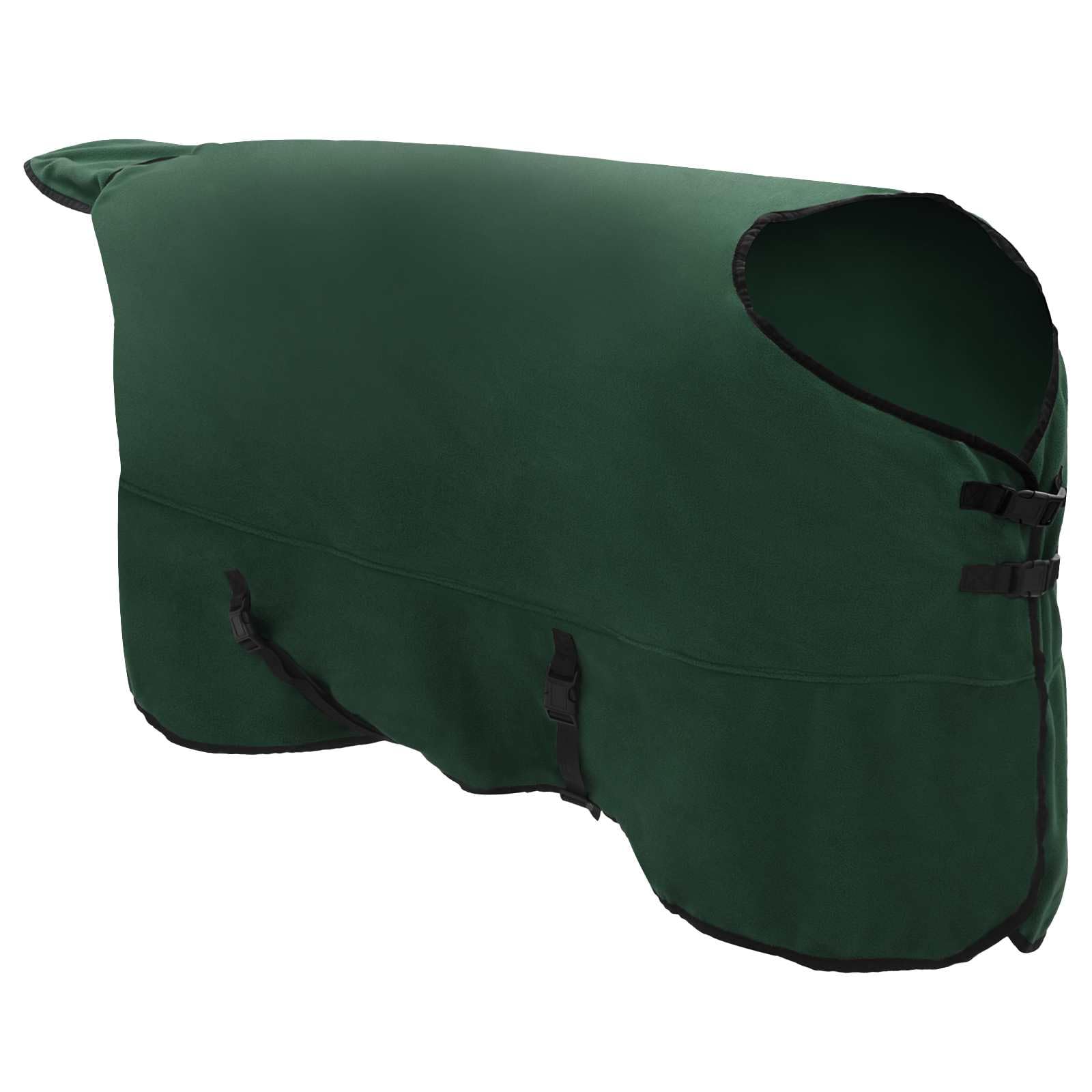 Manta para caballo verde oscuro de 125 cm de poliéster con forro transpirable, impermeable, con cinturón abdominal y cierre de pecho para establo, pasto y transporte