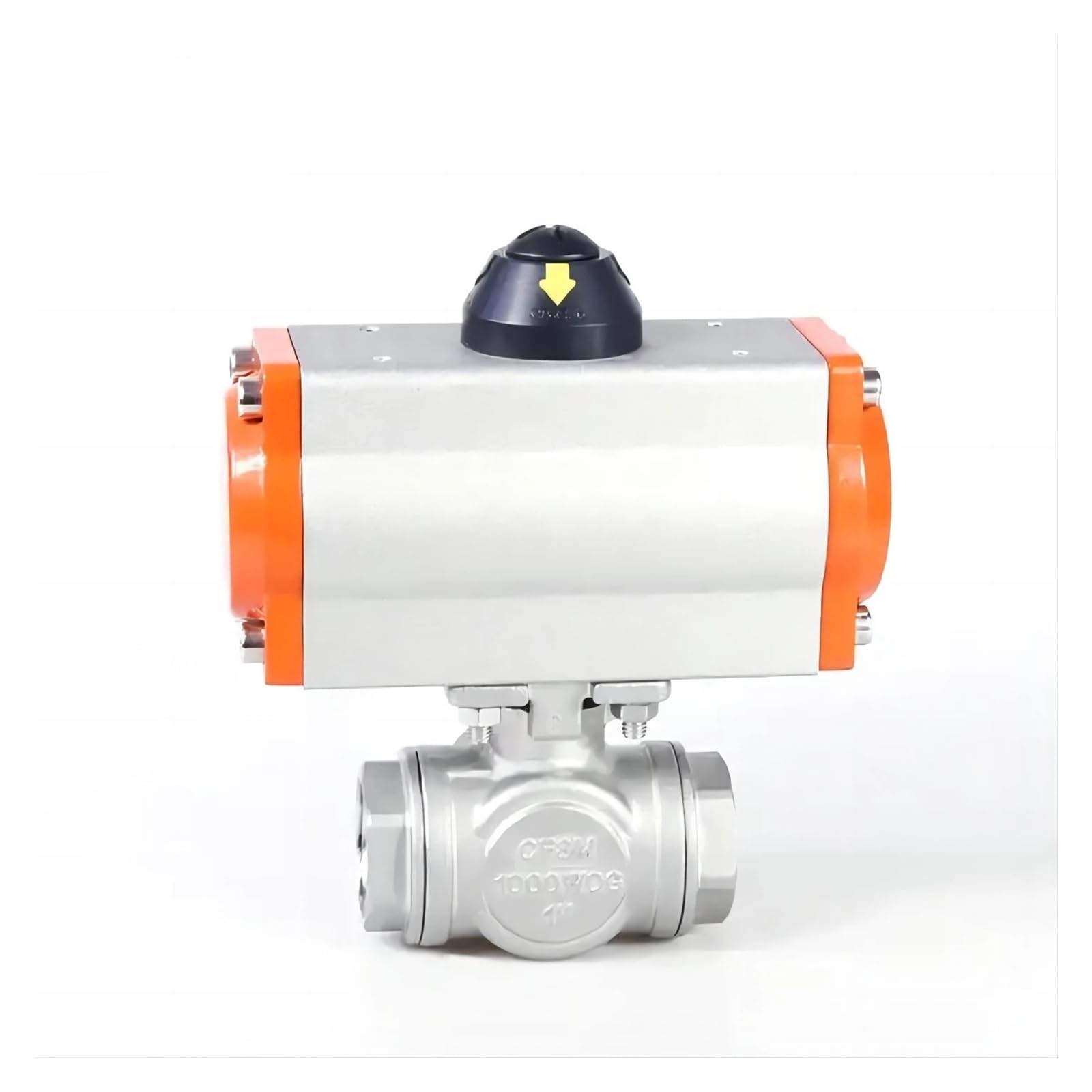 DN20 304 Stainless Steel 3 Way High Platform Pneumatic Ball Valve with Double Acting Cylinder