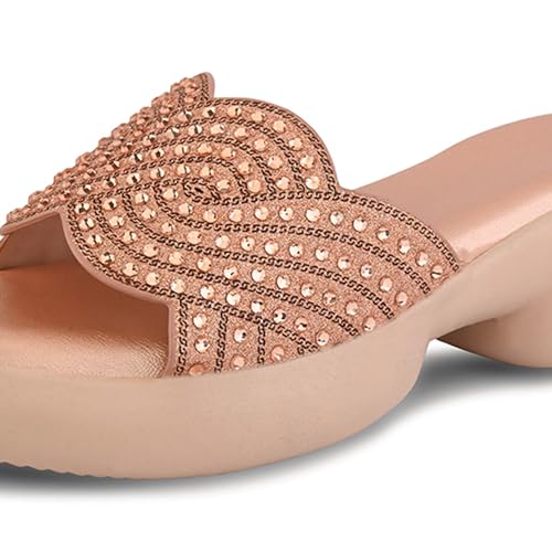 Image of Centrino Women's Sandals | Stylish Slip-On Sandals for Ladies |Elegant Slide Sandals with Butterfly Studded Embellishment Design | Lightweight and Durable Fashion Footwear (9310)