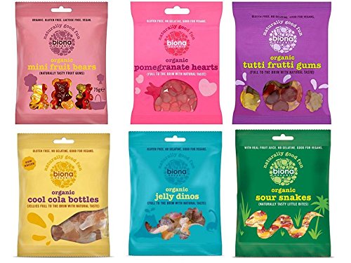 Biona Organic Vegan Sweets Selección de estuches mixtos | 6 bolsas de 75 g | fiesta infantil