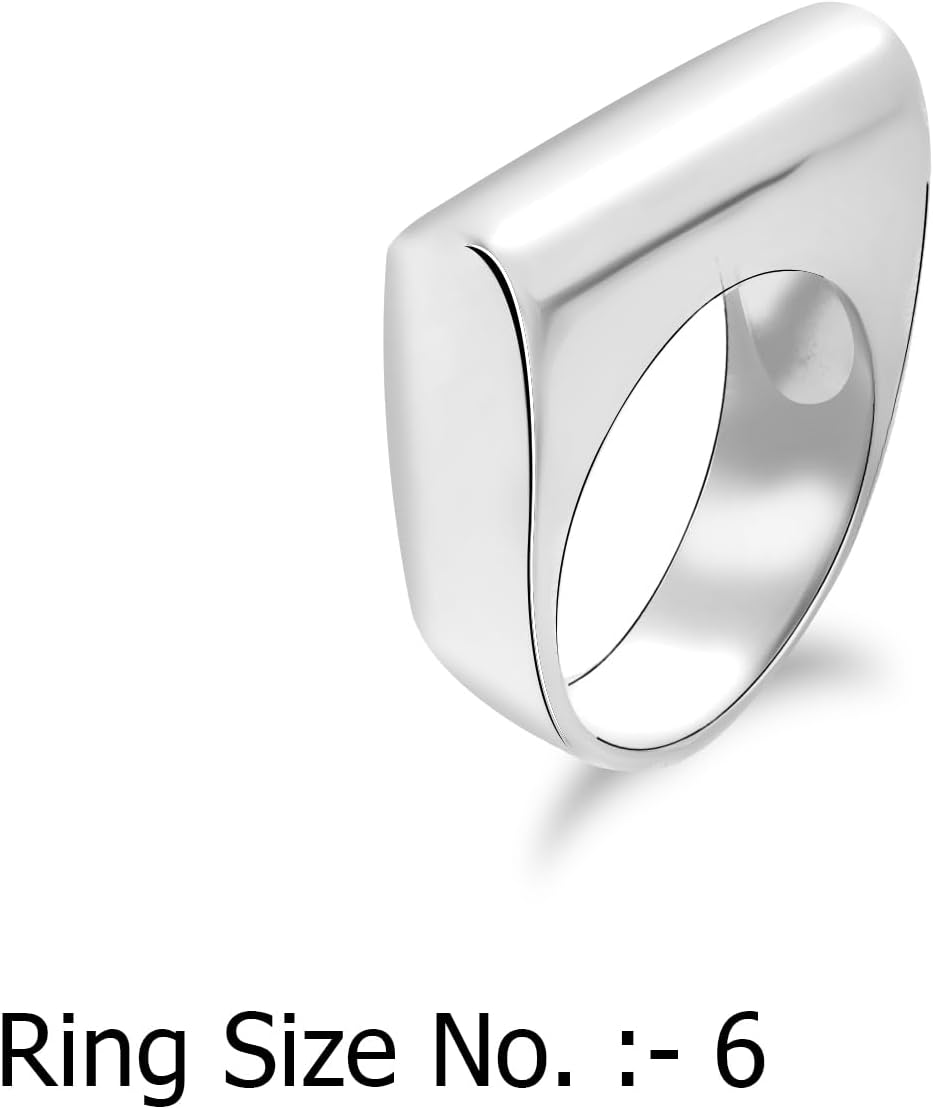 LeCalla 925 Sterling Silver Bar Ring for Women | Silver Ridge Ring Signet Style Classic Simple Plain Wedding Band Engagement Ring | Women's Statement Stackable Ring(Sizes 6-8No.)