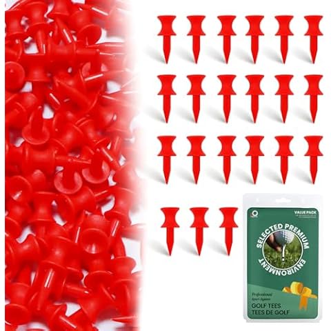 Amy Sport Golf Tees Step Down Plastic Unbreakable 50 Pack 1 1/4 inch 32 mm Red Reusable Bulk Set Professional Height Control Castle Tee for Practice (50 Pack 1 1/4" in Red) Cover