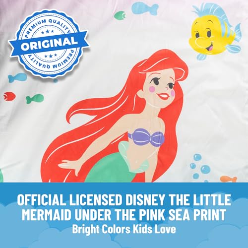 Image of Jay Franco Kids Slumber Bag and Pillow - 54 x 27 Inch Comfy Indoor Sleeping Bag for School and Sleepovers, 2 Piece Set, Multi - The Little Mermaid