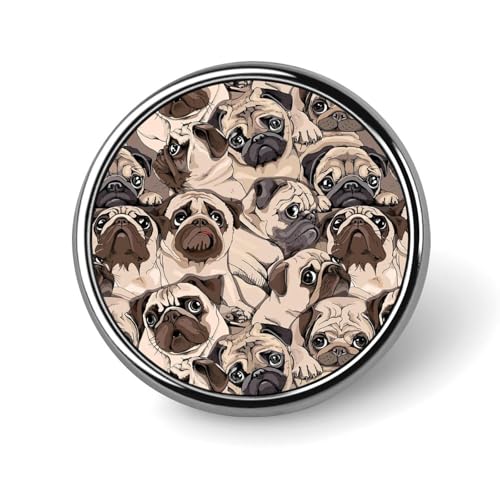 バッジ 円形 徽章 可愛い パグ 犬柄 缶バッジ 胸章 ピンバッチ ボタンブローチ 25mm おしゃれ ネクタイピン コレクション バッグ飾 帽子 胸飾り かばん掛け 工芸品 取付簡単 男女兼用 プレゼント