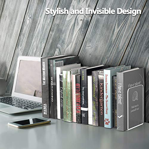 image for MaxGear Book Ends Clear Acrylic Bookends for Shelves, Non-Skid Bookend