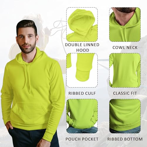 Men's Hi-Vis Safety Hoodie - ANSI Certified Reflective Fleece Pullover, Heavy Blend Work Hoodie4
