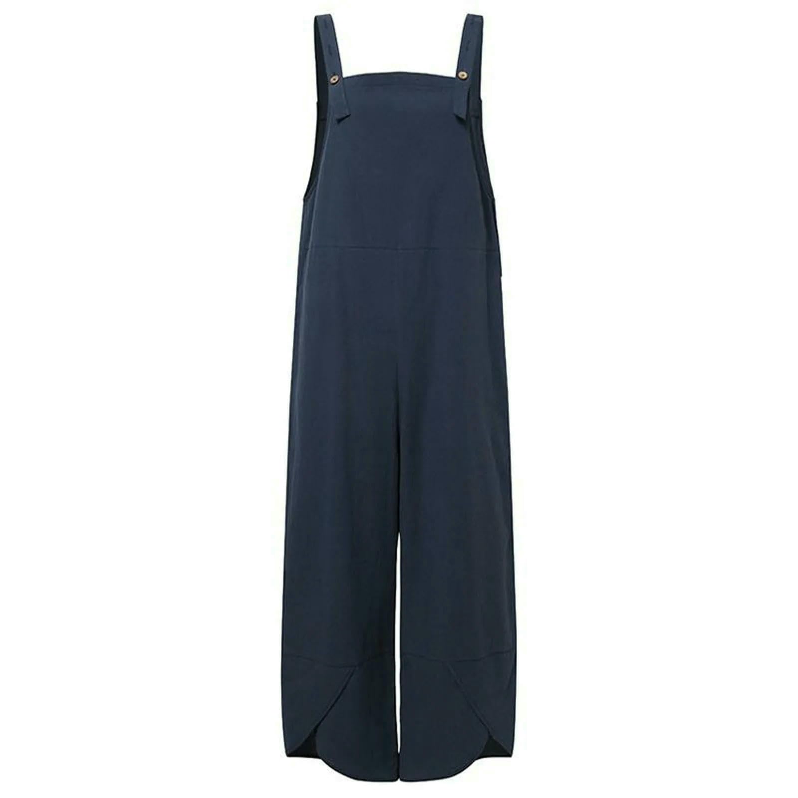 Salopette da Donna Tuta Estiva Casual Lunga A Gamba Larga con Tasche, Elegante E Semplice