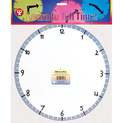 Image of Hygloss Products HYG12124 24 Blank Clock Kit Grade Kindergarten to 1, 0.5 inch Height, 9 inch Wide, 13 inch Length (Pack of 24)
