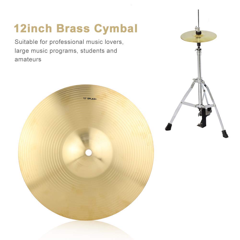 Splash Cymbal, 12 Zoll/30cm elektronisches Messing Crash Becken Musikinstrument Zubehör Becken Effekt Stack heller Aufprallklang Konzertband Handbecken Hi Hat Crash Cymbal für Schlagzeug Konzertband