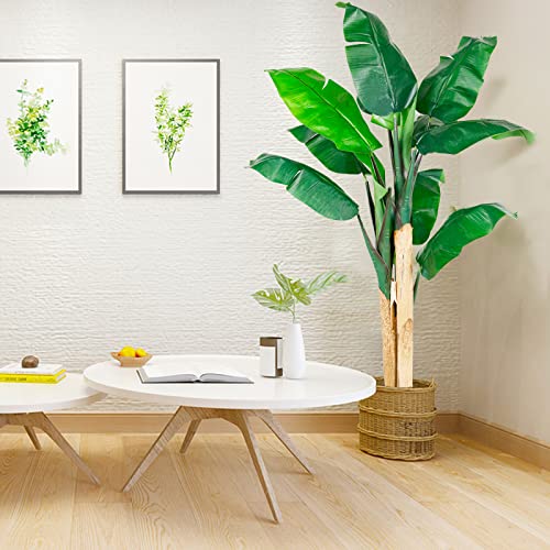Solution4Patio Artificial Banana Tree, 5 Ft. Arbre Artificiel, 2 Stalk,Tropical Faux Plants Greenery Realistic For Living Room, Home, Restaurant, Cafe Or Office Corner Out/Indoor Decor #D418A00 #TOP2