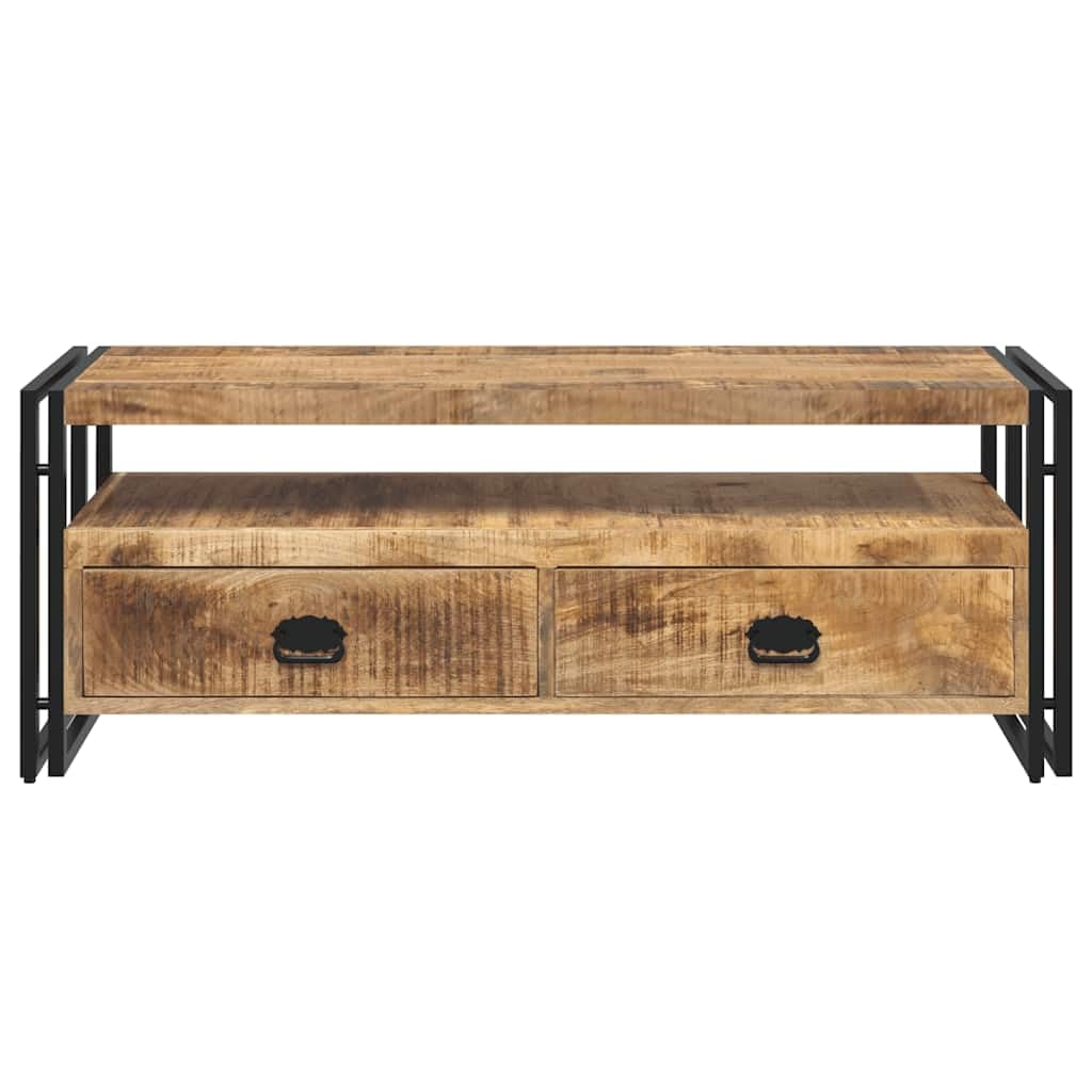 Générique Mobile TV 120 x 35 x 45 cm, legno di mango solido | Stile Vintage, 2 Cassetti, Mensola, Telaio Acciaio Rinforzato, Archiviazione Multimedia