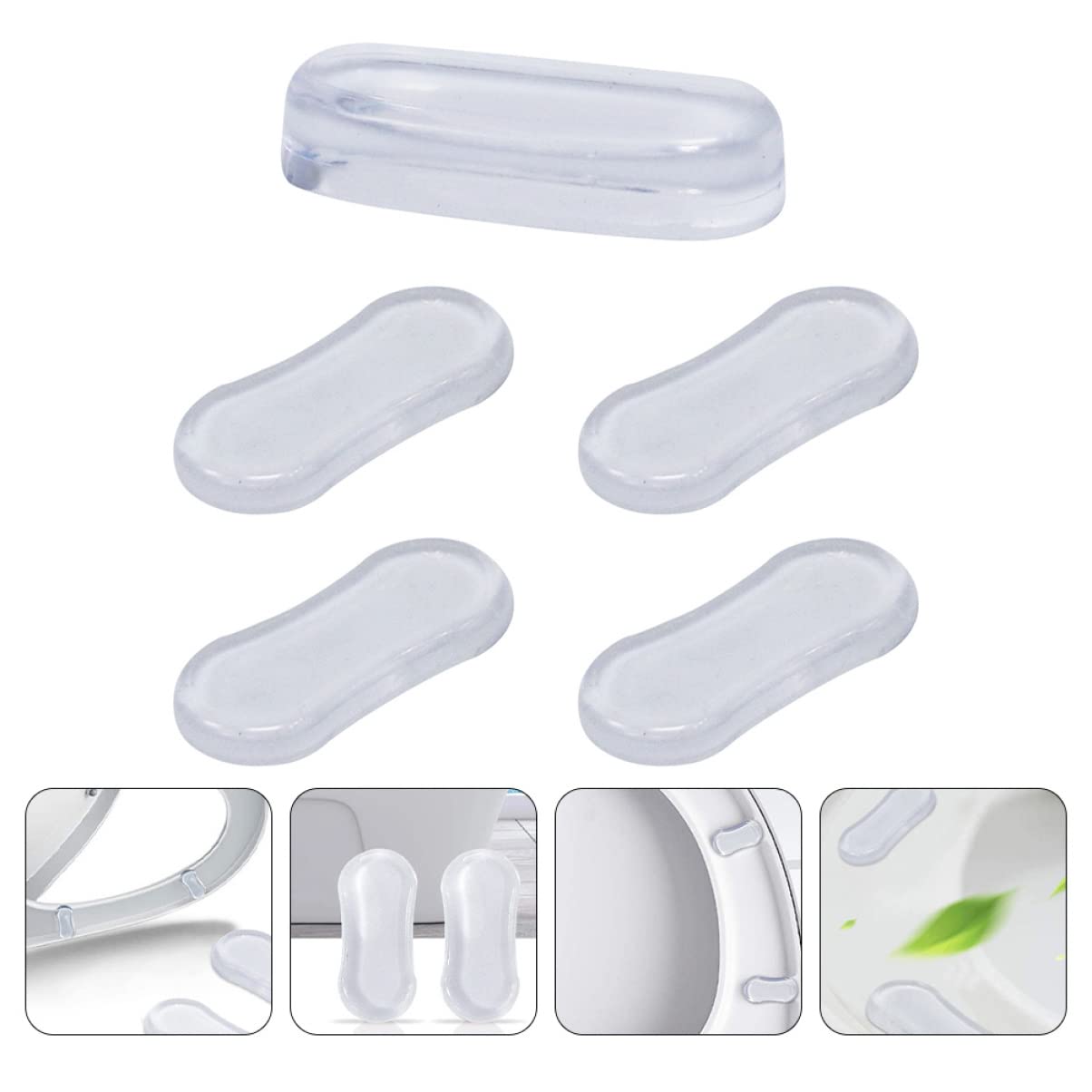 TOVINANNA Seat Pads Bumpers 5pcs Non-Slip Silicone Adhesive Gaskets Silent Cover for Toilet Lid