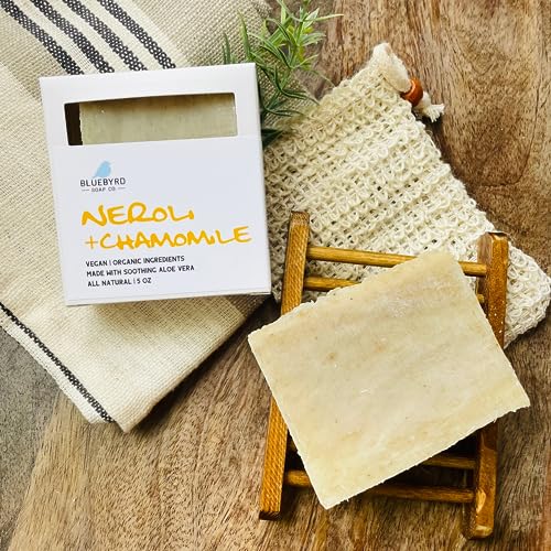Bluebyrd Soap Co. Chamomile Neroli 100% All Natural Soap Bar | Bar Soap Made With Essential Oils, Natural Cleansing Body Wash Bars Fragranced With 100% Essential Oils Handmade In Usa | 5 Oz Vegan Body Wash Bar For Women & Men (Neroli) #TOP1