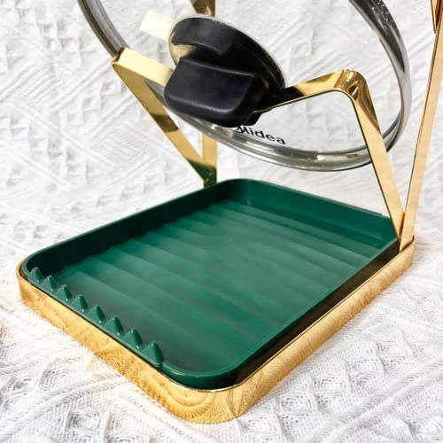 Pot Lid Holders 3 Layer With Removable Drain Tray Lid Stand Rack For Kitchen Cooking Pot Lid Organizer Spoon Rest Holder Cutting Boards Gold Rack #TOP4