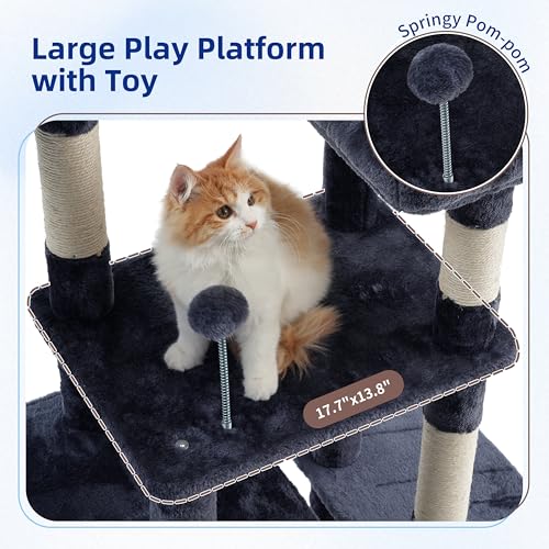 Image of Gitelsnour 55.1'' Cat Tree Tower for Indoor Cats, Large Platform, CCT013G