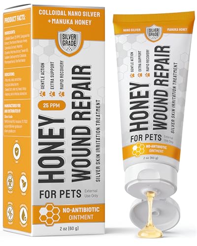 Dog Wound Care with Manuka Honey & Colloidal Silver for Scratches & Skin Irritations – Cat & Dog Hot Spot Treatment Gel Works as Honey Rapid Wound Repair for Horses – Suits All Pets – 2-Oz