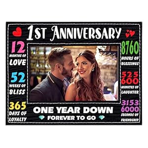 WhatSign 1st Year Anniversary Picture Frame Gifts for Her Him Couple One Year Anniversary First Anniversary Photo Frame…